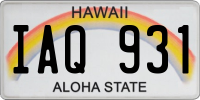 HI license plate IAQ931
