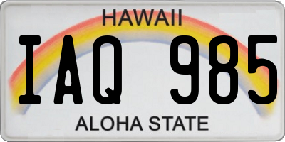 HI license plate IAQ985