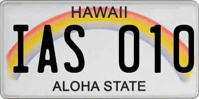 HI license plate IAS010