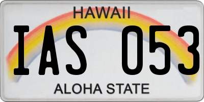 HI license plate IAS053