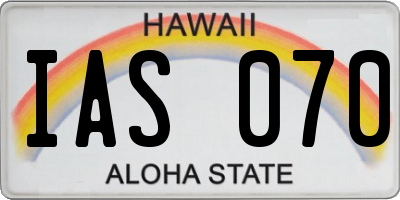 HI license plate IAS070