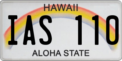 HI license plate IAS110