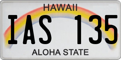 HI license plate IAS135