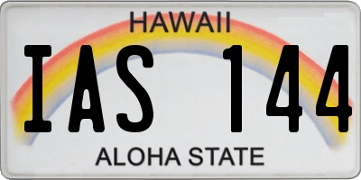 HI license plate IAS144