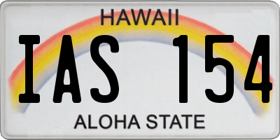 HI license plate IAS154