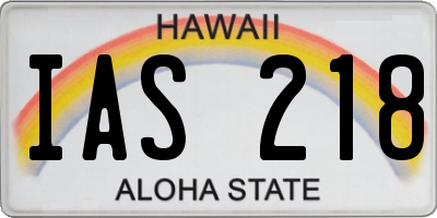 HI license plate IAS218