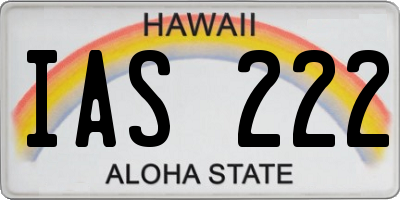 HI license plate IAS222
