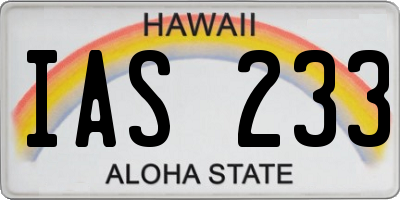 HI license plate IAS233