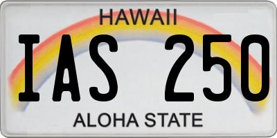HI license plate IAS250