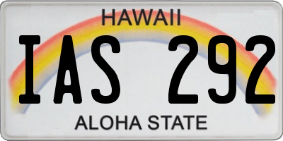 HI license plate IAS292