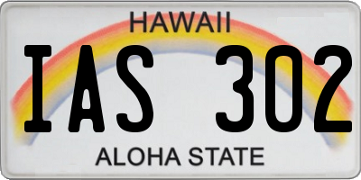 HI license plate IAS302