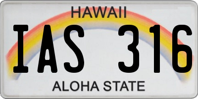 HI license plate IAS316
