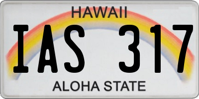 HI license plate IAS317