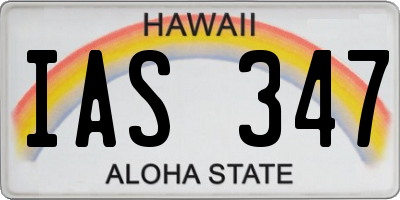 HI license plate IAS347