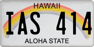 HI license plate IAS414