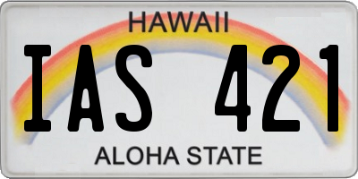 HI license plate IAS421