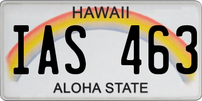 HI license plate IAS463