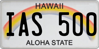 HI license plate IAS500