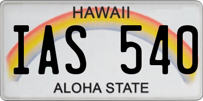 HI license plate IAS540
