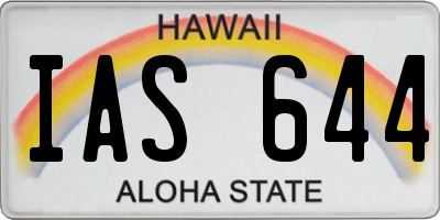HI license plate IAS644