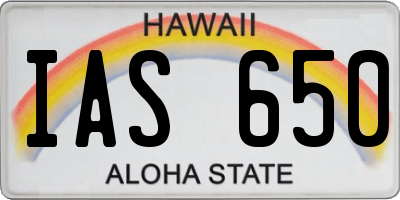 HI license plate IAS650