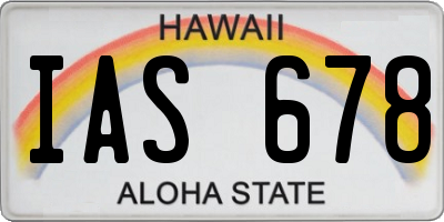HI license plate IAS678