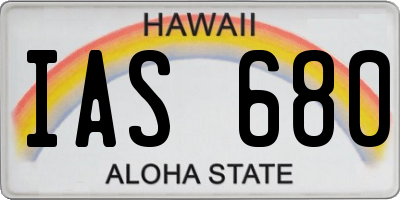 HI license plate IAS680