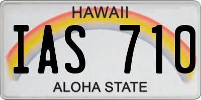 HI license plate IAS710