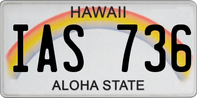 HI license plate IAS736