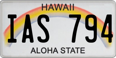 HI license plate IAS794