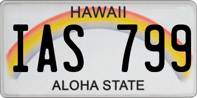 HI license plate IAS799