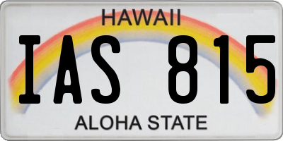 HI license plate IAS815