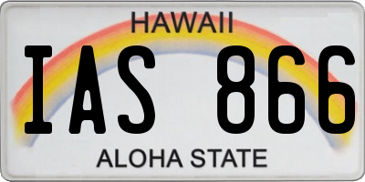 HI license plate IAS866