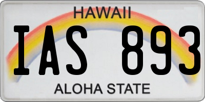 HI license plate IAS893