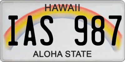 HI license plate IAS987