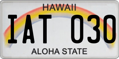HI license plate IAT030