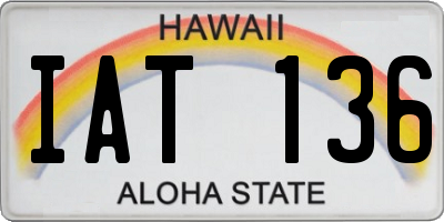 HI license plate IAT136