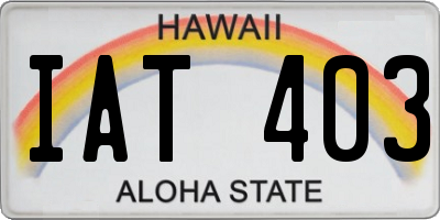 HI license plate IAT403