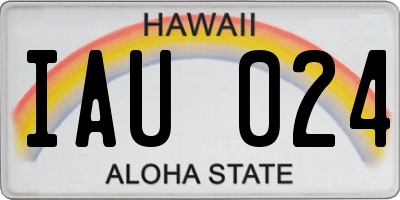 HI license plate IAU024