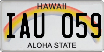HI license plate IAU059