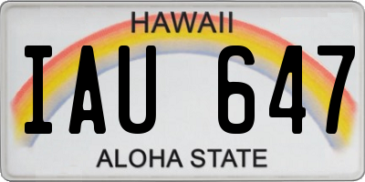 HI license plate IAU647