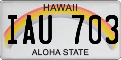 HI license plate IAU703
