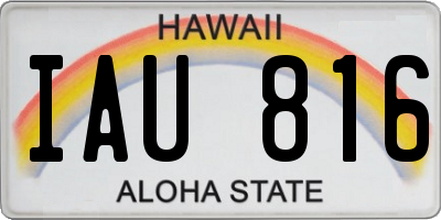 HI license plate IAU816