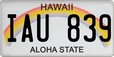 HI license plate IAU839