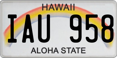 HI license plate IAU958