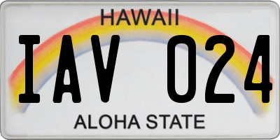 HI license plate IAV024