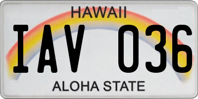 HI license plate IAV036