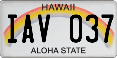 HI license plate IAV037