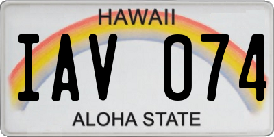HI license plate IAV074