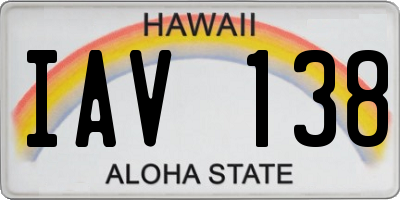 HI license plate IAV138